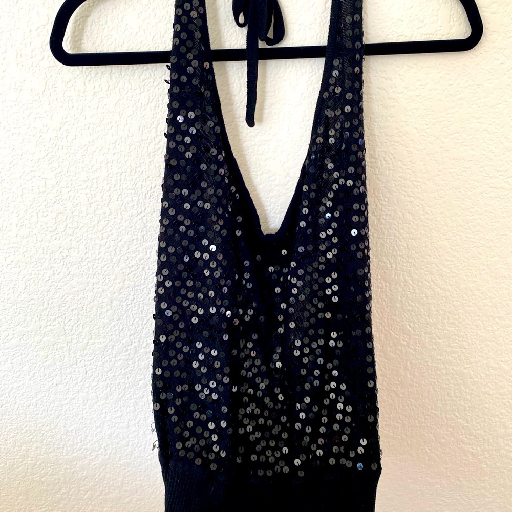 Sequined low back Halter Top